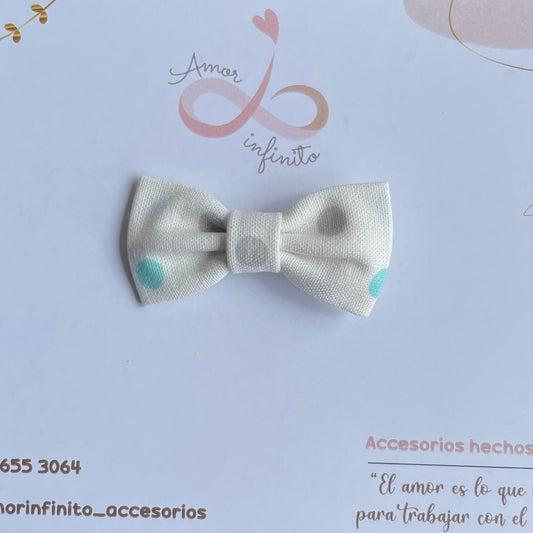 Moño Roma blanco con puntos verdes