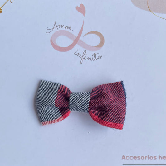 Moño Roma cuadros rojos y azules