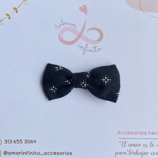 Moño Roma Negro con diseño blanco