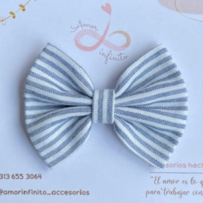 Moño Milan Azul con blanco en lineas