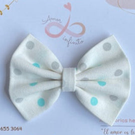 Moño Milan Blanco con lunares verdes
